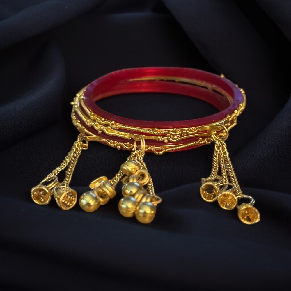 Red and gold Hindu Kajari bangle bracelets